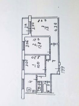 3-комн.кв., 61 м², этаж 6