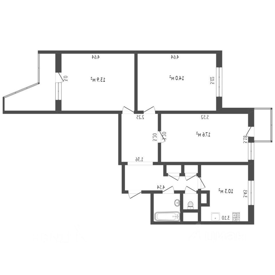 Продается3-комн.квартира,73,5м²