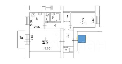 2-комн.кв., 63 м², этаж 5