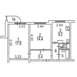 2-комн.кв., 56 м², этаж 7