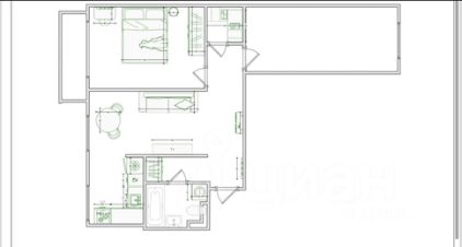3-комн.кв., 60 м², этаж 8