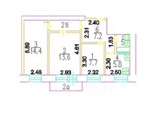 3-комн.кв., 55 м², этаж 5