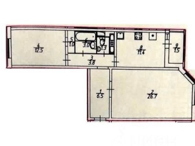 2-комн., 66,2 м², 6/21 этаж