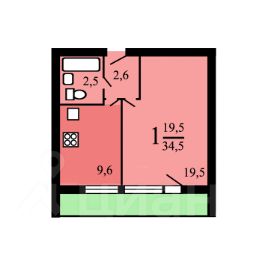 1-комн.кв., 35 м², этаж 13