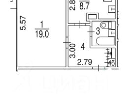 1-комн.кв., 38 м², этаж 3