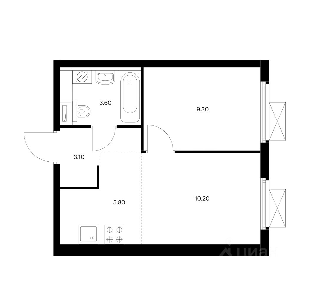 2-комнатная квартира, 33 м² — фото 5