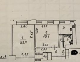 2-комн.кв., 60 м², этаж 3