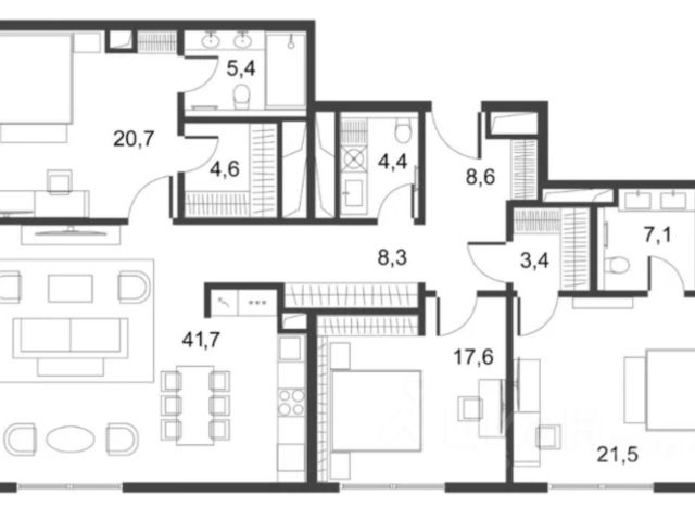 3-комн., 139,4 м², 4/7 этаж