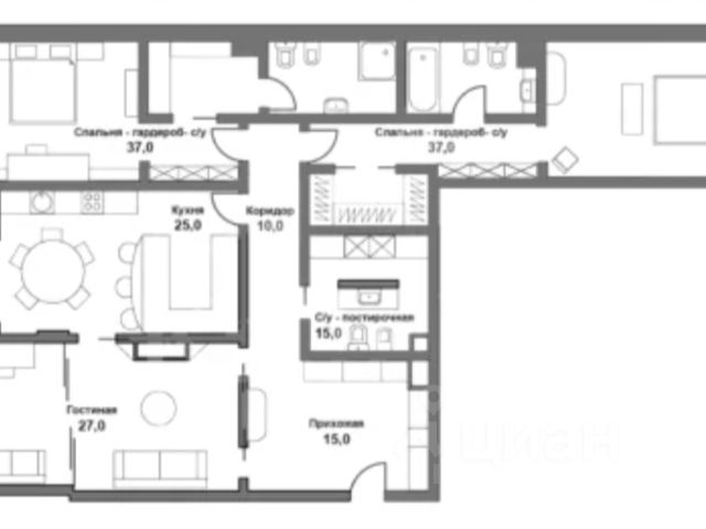 3-комн., 153,4 м², 5/7 этаж