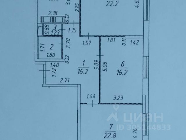 3-комн., 92,2 м², 22/23 этаж