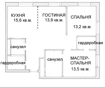 2-комн., 81,5 м², 7/14 этаж