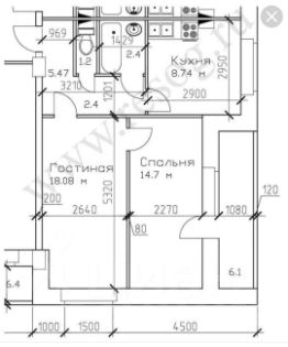 2-комн.кв., 53 м², этаж 9