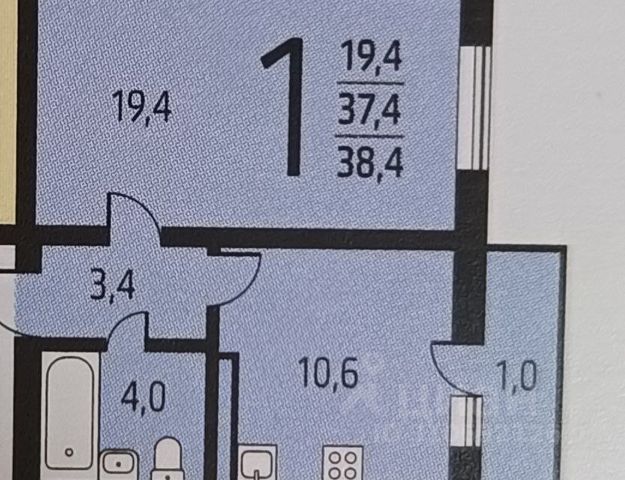 1-комн., 39,1 м², 11/14 этаж