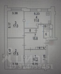 3-комн.кв., 83 м², этаж 2