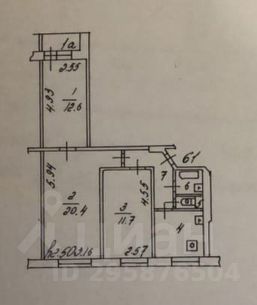 3-комн.кв., 60 м², этаж 8