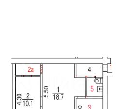 кв. своб. план., 43 м², этаж 1