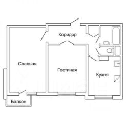 2-комн.кв., 54 м², этаж 3