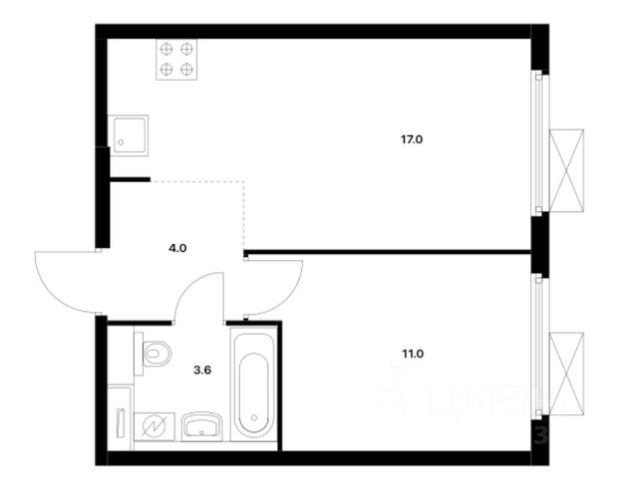 1-комн., 35,6 м², 15/35 этаж