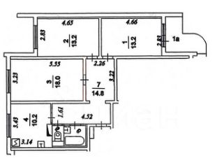 3-комн.кв., 73 м², этаж 4