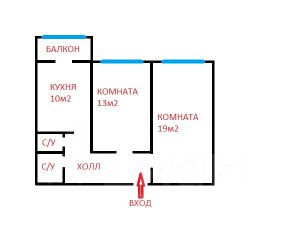 2-комн.кв., 52 м², этаж 12