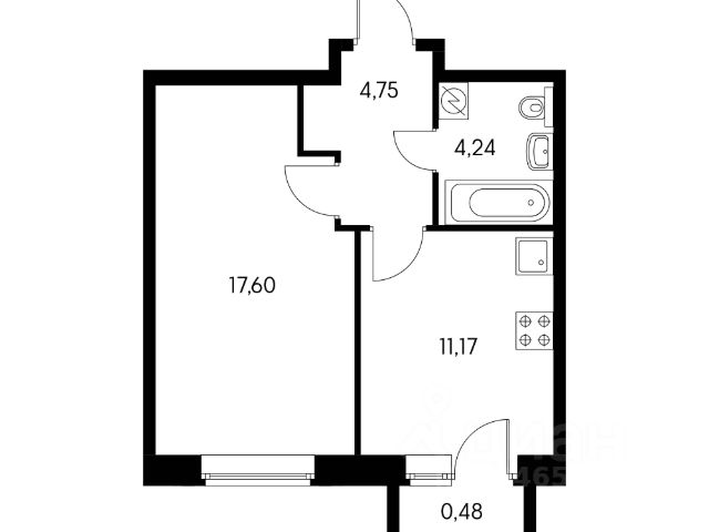 1-комн., 39 м², 2/12 этаж