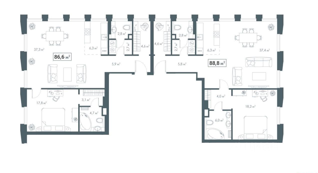 Продажа пятикомнатной квартиры 175,4м² Олсуфьевский пер., 9к2, Москва, м.  Фрунзенская - база ЦИАН, объявление 298152223