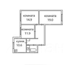 3-комн.кв., 78 м², этаж 1