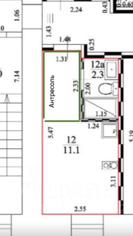 апарт.-студия, 18 м², этаж 2