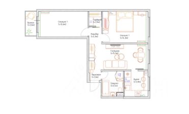 3-комн.кв., 60 м², этаж 3