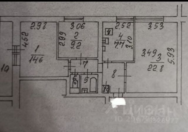 3-комн., 65 м², 4/16 этаж