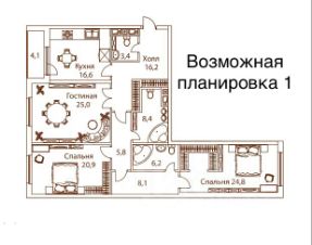 3-комн.кв., 140 м², этаж 7