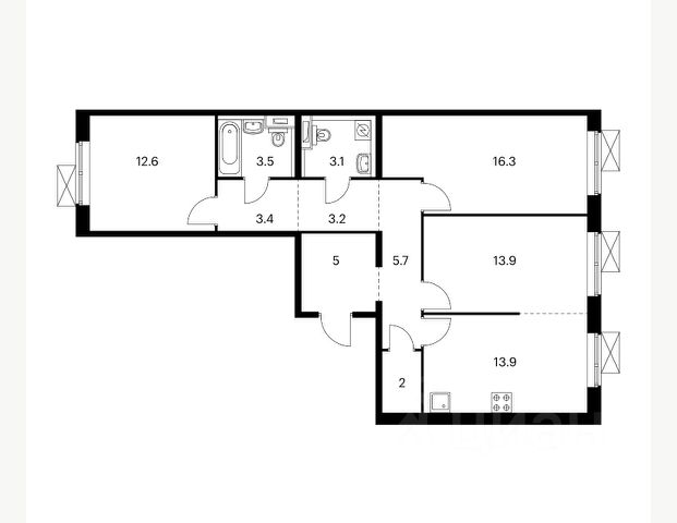 3-комн., 82,6 м², 15/15 этаж