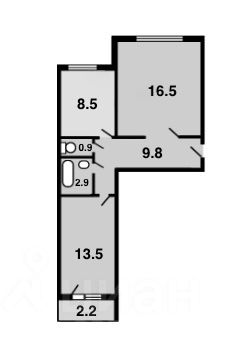 2-комн.кв., 52 м², этаж 12