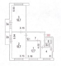 3-комн.кв., 68 м², этаж 8