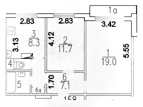 2-комн., 51 м², 6/17 этаж