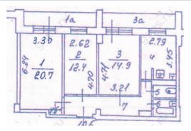 3-комн.кв., 74 м², этаж 15