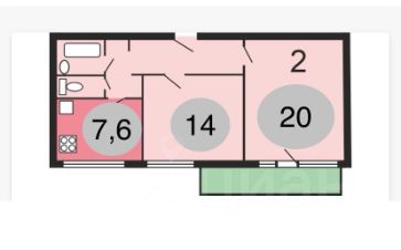 2-комн.кв., 53 м², этаж 5