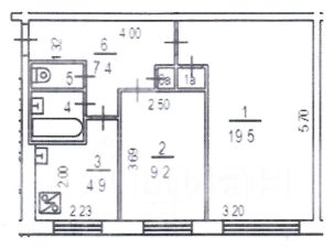 2-комн.кв., 45 м², этаж 1