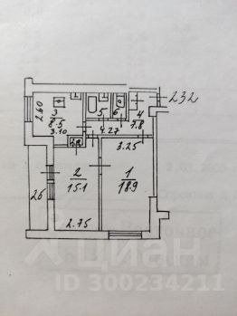 2-комн.кв., 57 м², этаж 9