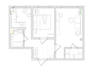 2-комн.кв., 45 м², этаж 4 2-комн.кв., 45 м², этаж 4