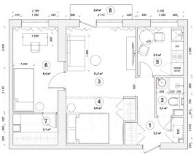 2-комн.кв., 47 м², этаж 3