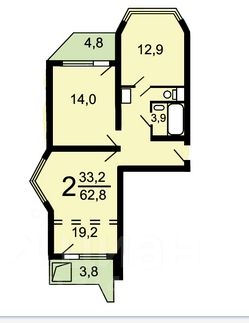 2-комн., 65 м², 5/17 этаж