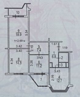 3-комн.кв., 76 м², этаж 15