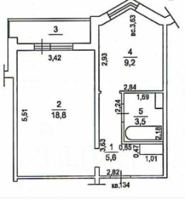 1-комн.кв., 38 м², этаж 7