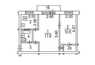 2-комн.кв., 43 м², этаж 5