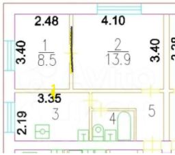 2-комн.кв., 37 м², этаж 2