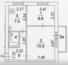 2-комн.кв., 38 м², этаж 9