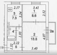 2-комн.кв., 38 м², этаж 9