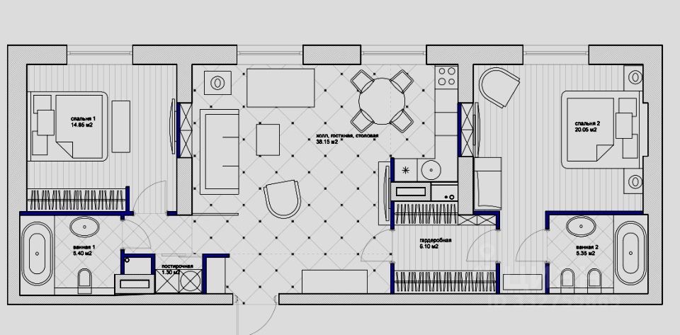 3-комнатная квартира, 90 м² — фото 5