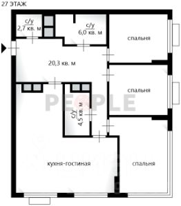 4-комн.кв., 105 м², этаж 27